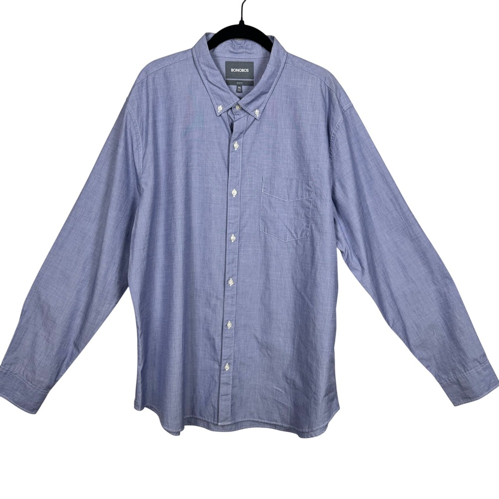 Bonobos Button Slim Fit Button Down XXL Blue Oxford Shirt Modern Preppy